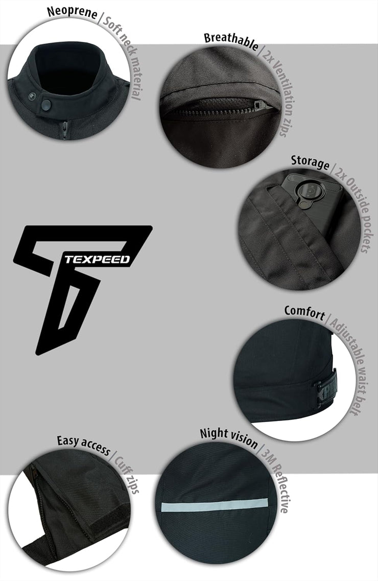 Womens Motorcycle Biker Jacket Ladies Waterproof Textile Cordura Coat with Motorbike CE Armour (EN 1621-1) Black Pink - XXL