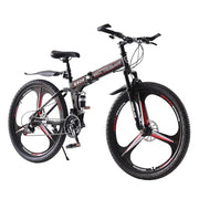 Adult Folding Mountain Bike: Dual Suspension, 3-Spoke Wheels, 21 Speed