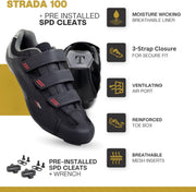 Strada 100 Dual Cleat Compatible Road Bike, Touring, Indoor Cycling Shoe