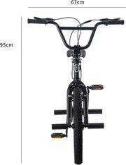 20-inch Freestyle BMX Bike for Kids, 6-13 Years, 360 Handlebar, 4 Pegs, Black
