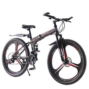 Adult Folding Mountain Bike: Dual Suspension, 3-Spoke Wheels, 21 Speed