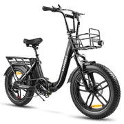 SAMEBIKE 20" Fat Tire Foldable Electric E-Bike, 7-Speed, Dual Suspension for Adults