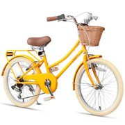 Glerc Missy Girls' 6-Speed Hybrid City Cruiser Bike with Wicker Basket