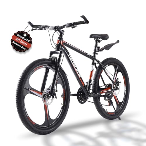 TRIOBLADE Adult Mountain Bike: 3-Spoke Wheels, 21-Speed Shimano, Disc Brakes, Lightweight Frame