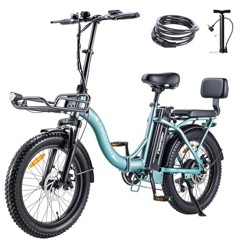 TWOFISH Folding Electric Bike: Adults, 36V Battery, 20-inch Fat Tires, Dual Seat