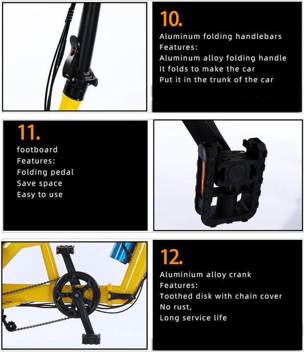 HpLNDas Folding Electric Adult Tricycle, 14-inch Wheels, Passenger Seat & Basket, 48V