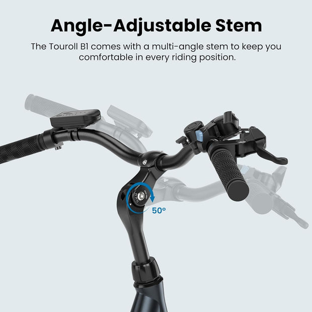 Touroll B1 26" Electric City Bike, 7-Speed, Removable 15.6Ah Battery