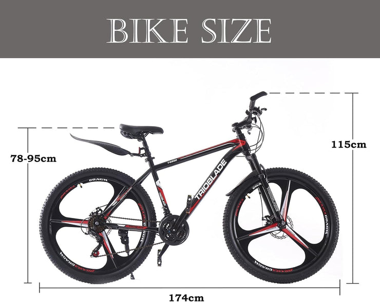 LSBIKE Adult All-Terrain Mountain Bike: 21-Speed, Dual Suspension, Disc Brakes