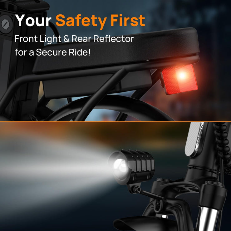 URLIFE 14-inch Portable Folding E-Bike: 48V 7.5Ah Battery, 250W Motor