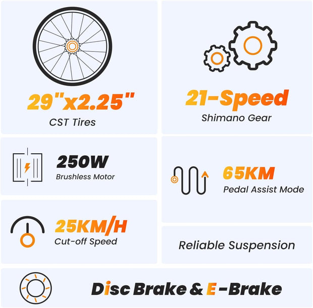 Touroll U1 Electric Mountain Bike: Powerful 13Ah Battery, 21-Speed, Dual Disc Brakes