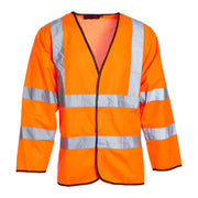 Hi Vis Long Sleeve Vests Orange, Reflective High Vis Jackets, Hi Viz, Work Utility & Safety Clothing, Neon Clothes, Running, Jacket, Hivisible, Security, PPE, Fluorescent - Size 3XL