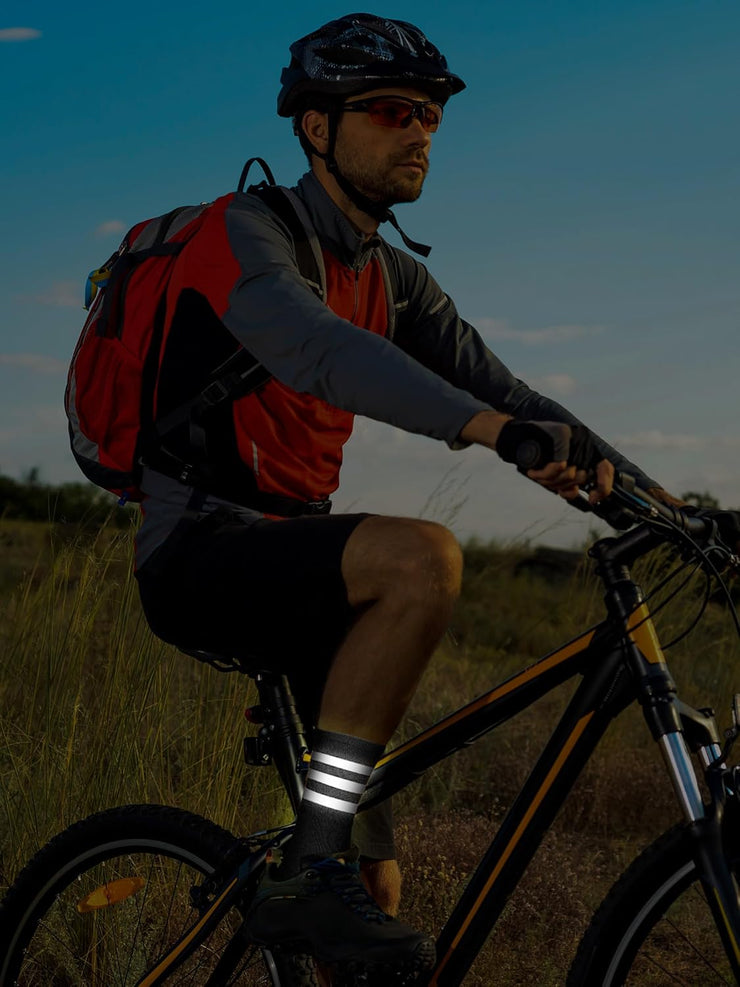 4 Pairs Glow in Dark Socks Cycling Socks High Reflective Running Socks Night Safety Socks Compression Athletic Sock