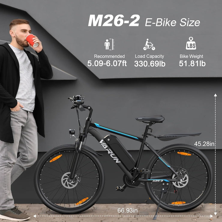 VARUN 26-inch Electric Mountain Bike: 250W Motor, 21-Speed, Removable Battery