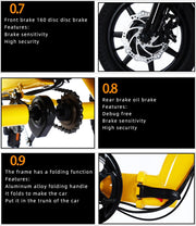 HpLNDas Folding Electric Adult Tricycle, 14-inch Wheels, Passenger Seat & Basket, 48V