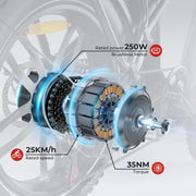 SAMEBIKE 20" Fat Tire Foldable Electric E-Bike, 7-Speed, Dual Suspension for Adults