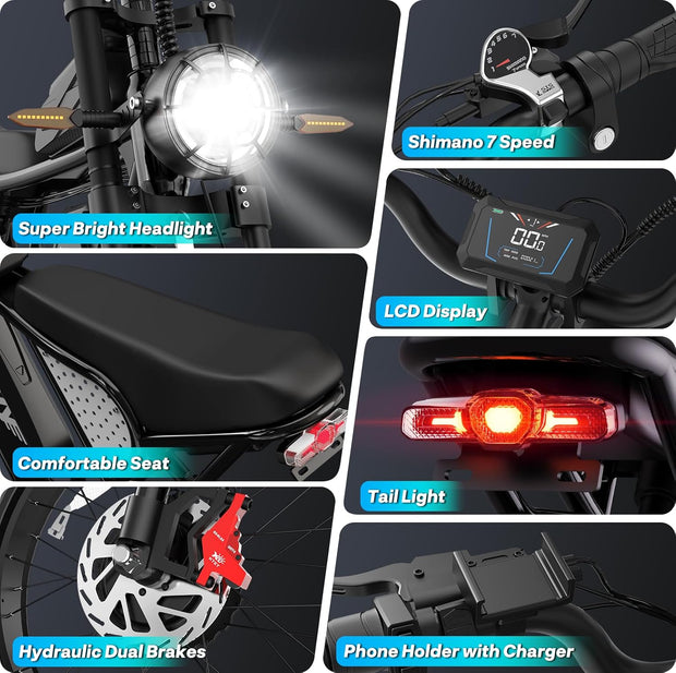 YVY C20 Max Dual Motor 52V 40Ah Fat Tire Full Suspension Electric Bike