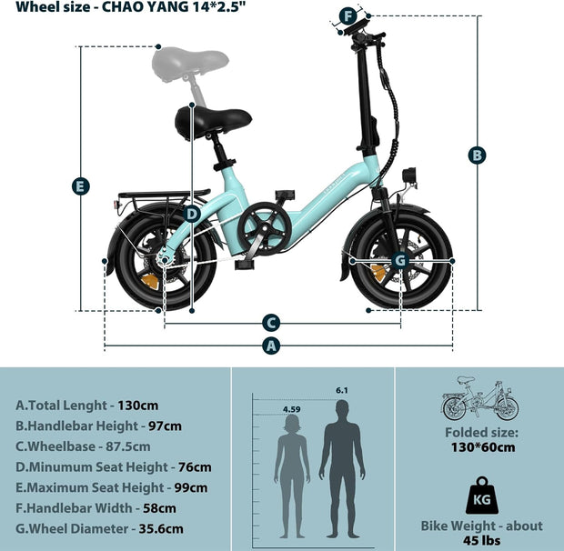 Bodywel T16PRO 14" Folding Electric Bike: Road Legal, 250W, Front Suspension, Disc Brakes