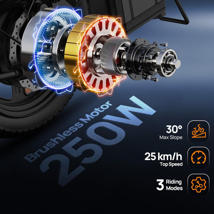 URLIFE 14-inch Portable Folding E-Bike: 48V 7.5Ah Battery, 250W Motor