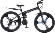 Adult Folding Mountain Bike: Dual Suspension, 3-Spoke Wheels, 21 Speed