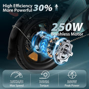 Bodywel T16PRO 14" Folding Electric Bike: Road Legal, 250W, Front Suspension, Disc Brakes