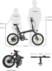 ADO Air20Pro 20-inch Folding Electric Bike for Adults, Bafang Motor, Belt Drive, Hydraulic Disc Brakes