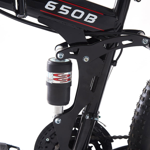 Adult Folding Mountain Bike: Dual Suspension, 3-Spoke Wheels, 21 Speed