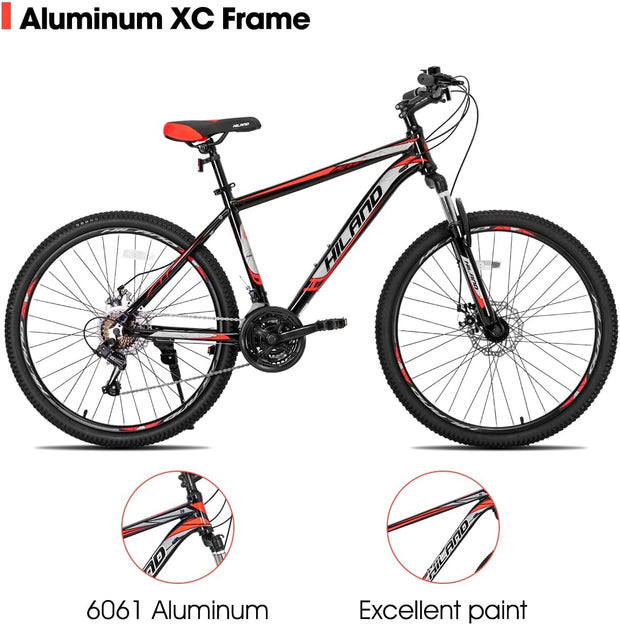 Hiland 26/27.5 Inch Aluminum Mountain Bike, 21-Speed Disc Brake MTB