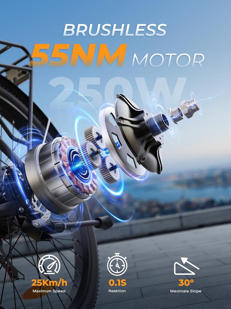 VARUN 26-inch Electric City Ebike: 48V 250W Motor, 7-Speed, Long Range Commuter