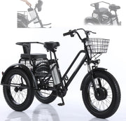 Foldable Electric Tricycle, 20-Inch Fat Tire, 500W Motor, Removable 48V Battery, Basket