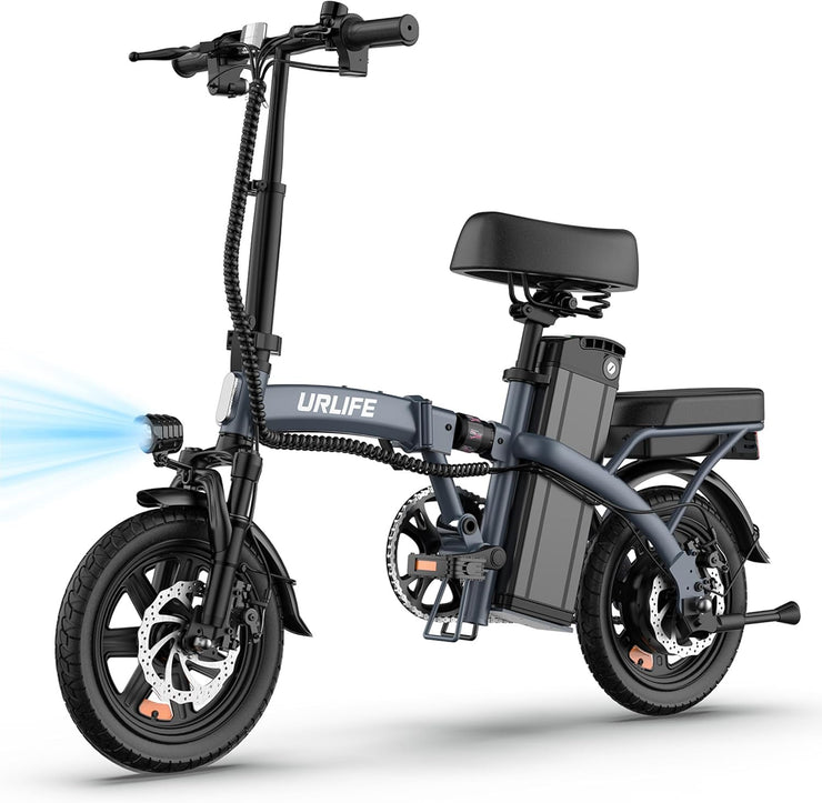 URLIFE 14-inch Portable Folding E-Bike: 48V 7.5Ah Battery, 250W Motor