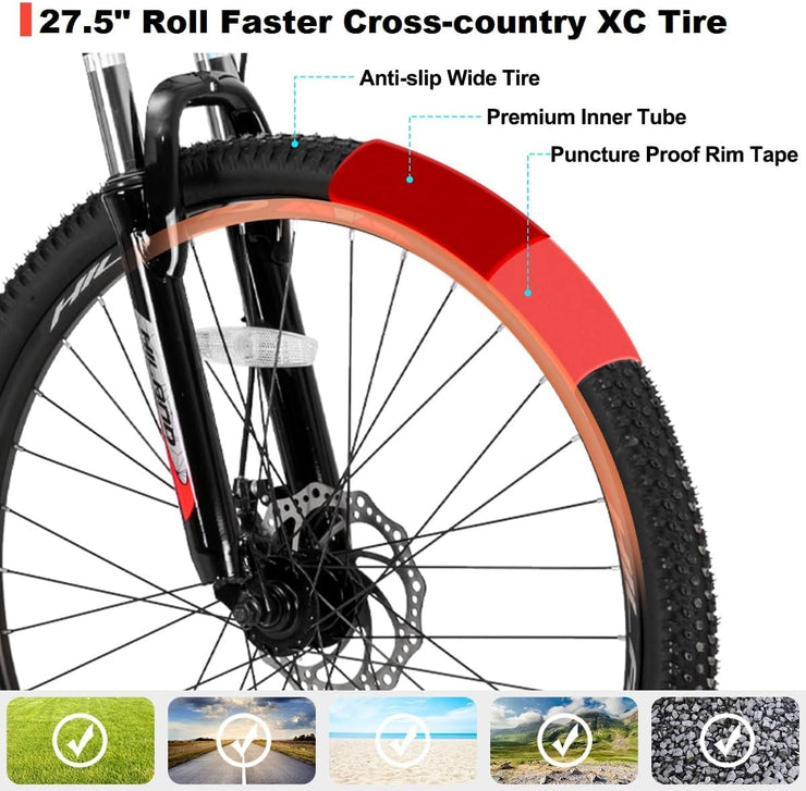 Hiland 26/27.5 Inch Aluminum Mountain Bike, 21-Speed Disc Brake MTB