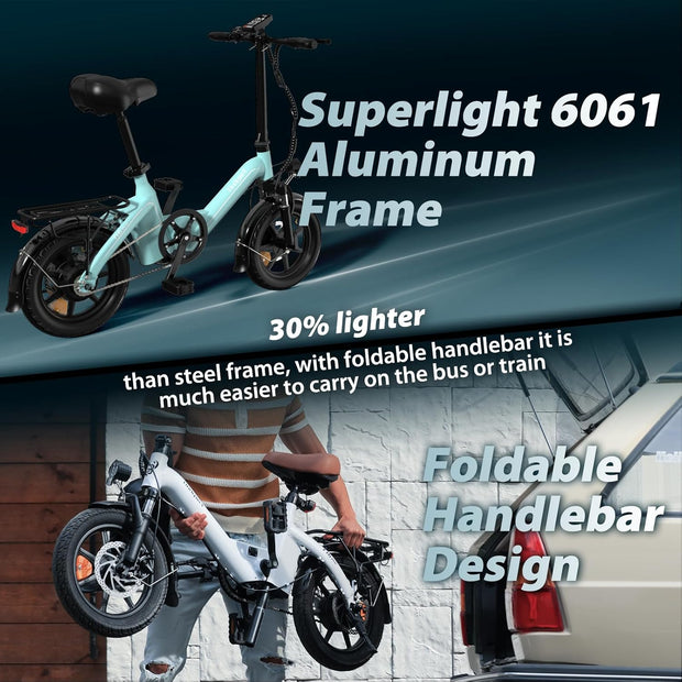 Bodywel T16PRO 14" Folding Electric Bike: Road Legal, 250W, Front Suspension, Disc Brakes