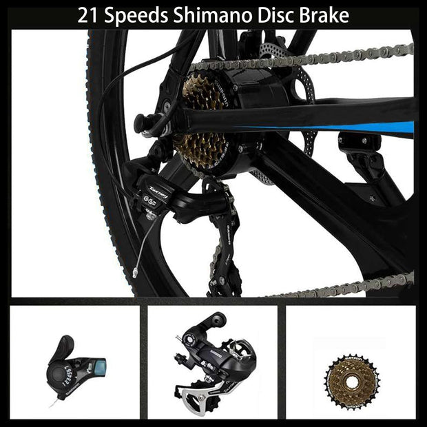 TRIOBLADE Adult Mountain Bike: 3-Spoke Wheels, 21-Speed Shimano, Disc Brakes, Lightweight Frame