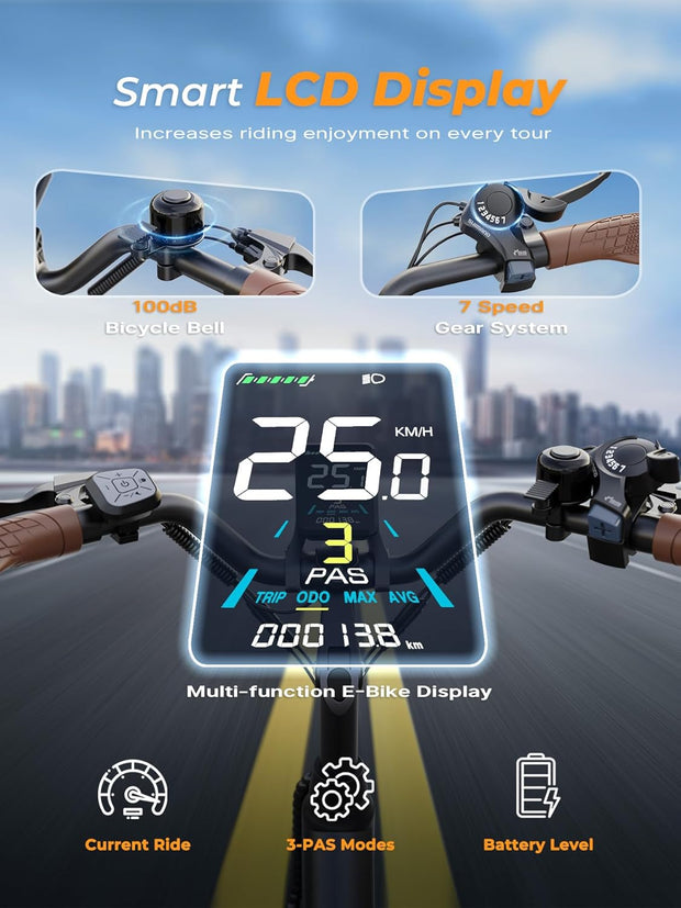 VARUN 26-inch Electric City Ebike: 48V 250W Motor, 7-Speed, Long Range Commuter