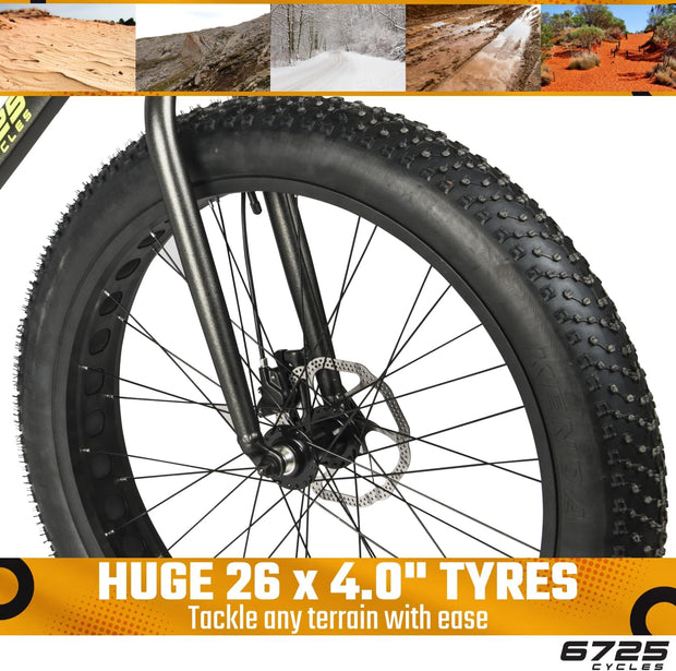 6725 H-Series Fat Bike: Shimano 7-Speed, Hydraulic Disc Brakes, 26x4" All-Terrain Tyres