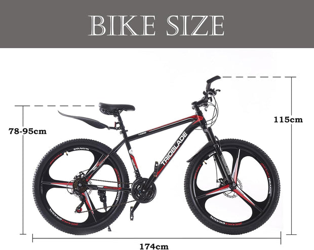 TRIOBLADE Adult Mountain Bike: 3-Spoke Wheels, 21-Speed Shimano, Disc Brakes, Lightweight Frame
