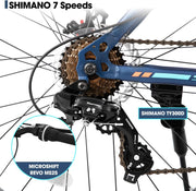 Hiland Fat Tire Mountain Bike, 7-Speed Dual Disc Brake, Youth Beach Snow Bike