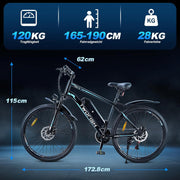 TWOFISH 26-inch Electric Mountain Bike for Adults, 36V 15Ah Battery, 7-Speed