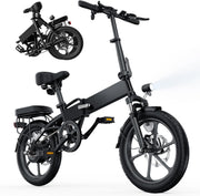 Finbike U3 16-inch Portable Electric Folding Bike, Fast Charge, 3 Modes, Shock Absorber