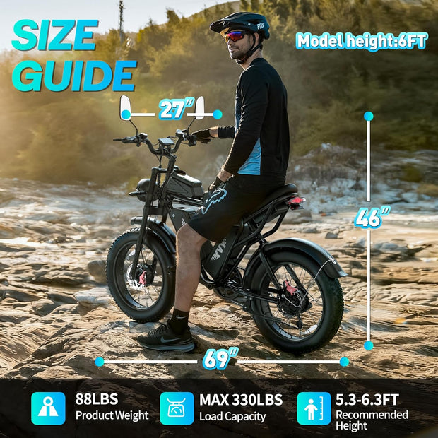 YVY C20 Max Dual Motor 52V 40Ah Fat Tire Full Suspension Electric Bike