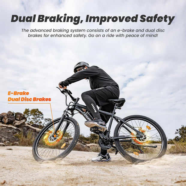 Touroll U1 Electric Mountain Bike: Powerful 13Ah Battery, 21-Speed, Dual Disc Brakes