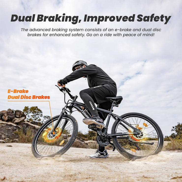 Touroll U1 Electric Mountain Bike: Powerful 13Ah Battery, 21-Speed, Dual Disc Brakes