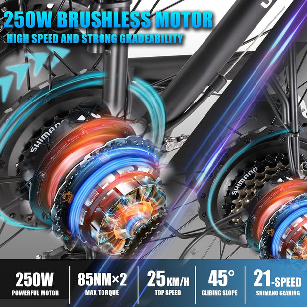 All-Terrain Electric Fat Tire Mountain Bike, 26-inch Wheels, 70+ Miles Range