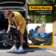 Hidoes C5 Portable Folding Electric Bike, 14-inch Wheels, Long Range Battery
