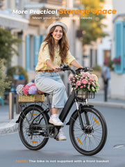 AOIHO 26" Electric City Commuter Bike, 48V Battery, 250W, 7-Speed