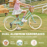 Glerc Missy Girls' 6-Speed Hybrid City Cruiser Bike with Wicker Basket