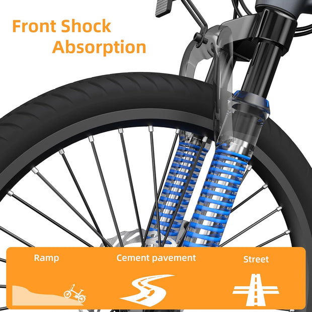 ADO Air20Pro 20-inch Folding Electric Bike for Adults, Bafang Motor, Belt Drive, Hydraulic Disc Brakes