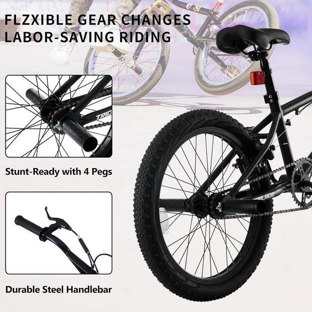 LSBIKE 20-inch Freestyle BMX Bike: 360° Handlebar, Steel Frame, Dual Brakes