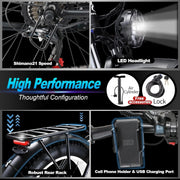 All-Terrain Electric Fat Tire Mountain Bike, 26-inch Wheels, 70+ Miles Range