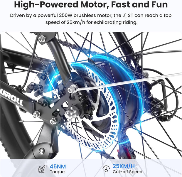 Touroll J1 ST 27.5" Electric Commuter & Trekking E-Bike, 62-Mile Range